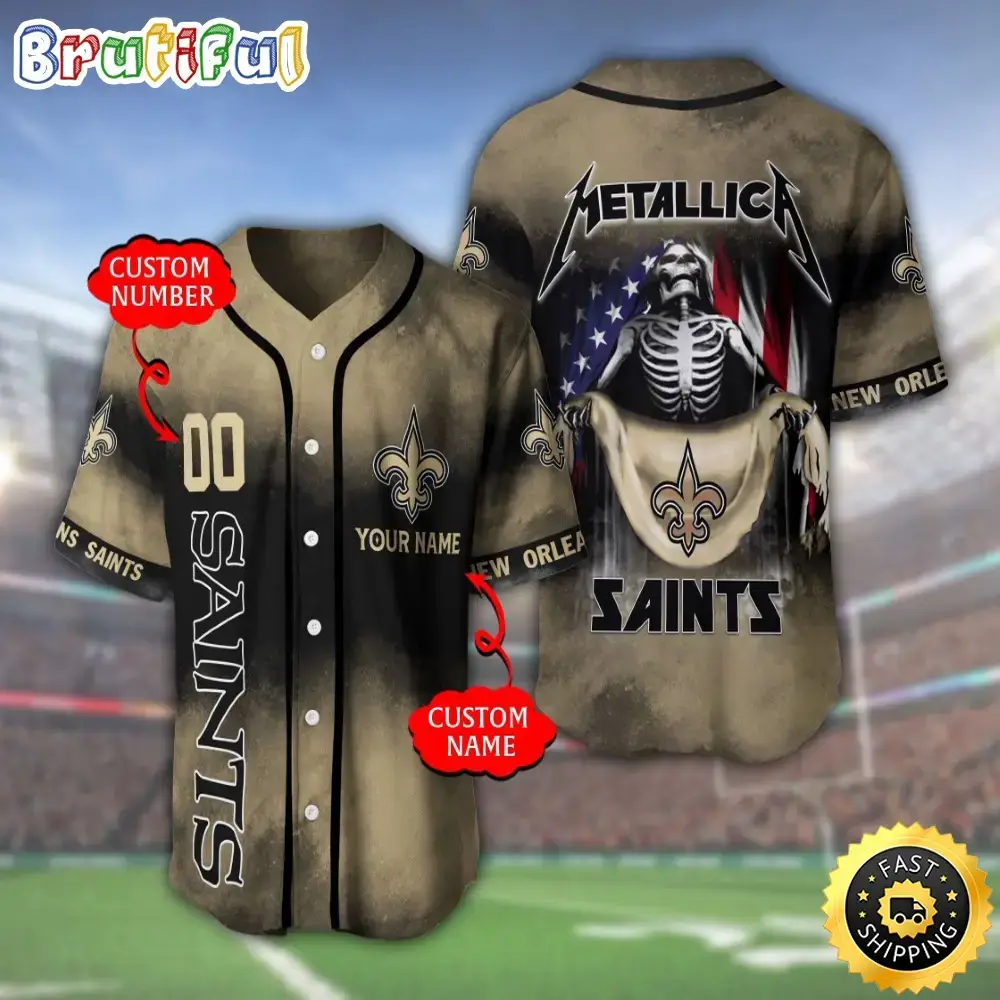 Personalized NFL New Orleans Saints Baseball Jersey Classic Baseball Jerseys Image