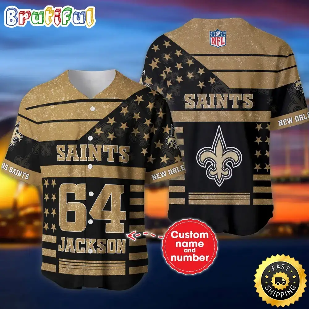 Personalized NFL New Orleans Saints Baseball Jersey Dynamic Team Shirts Image