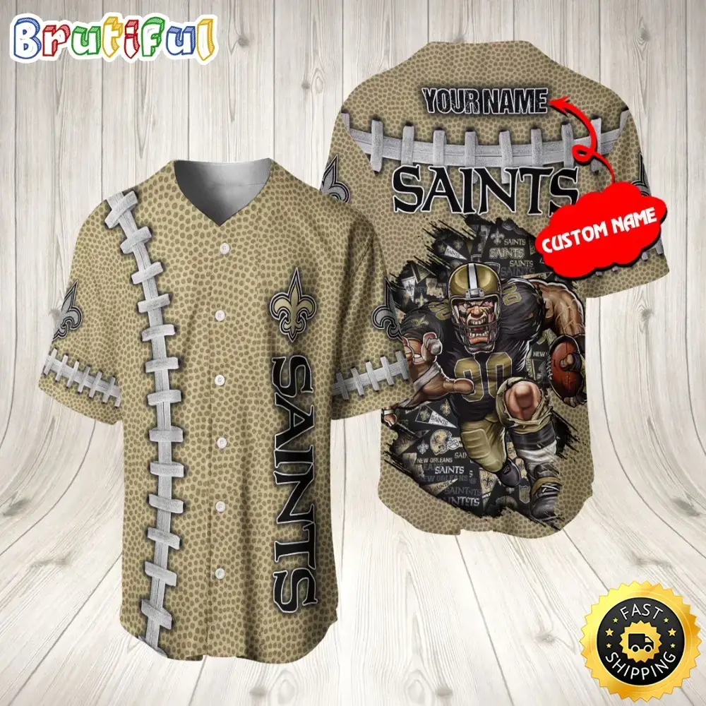 Personalized NFL New Orleans Saints Baseball Jersey Team Spirit Tops Image