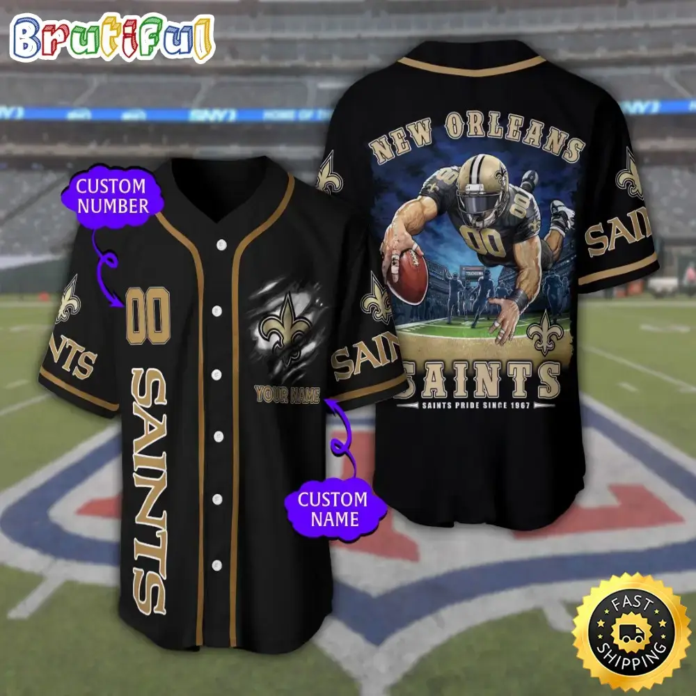 Personalized NFL New Orleans Saints Baseball Jersey Tradition in Jerseys Image