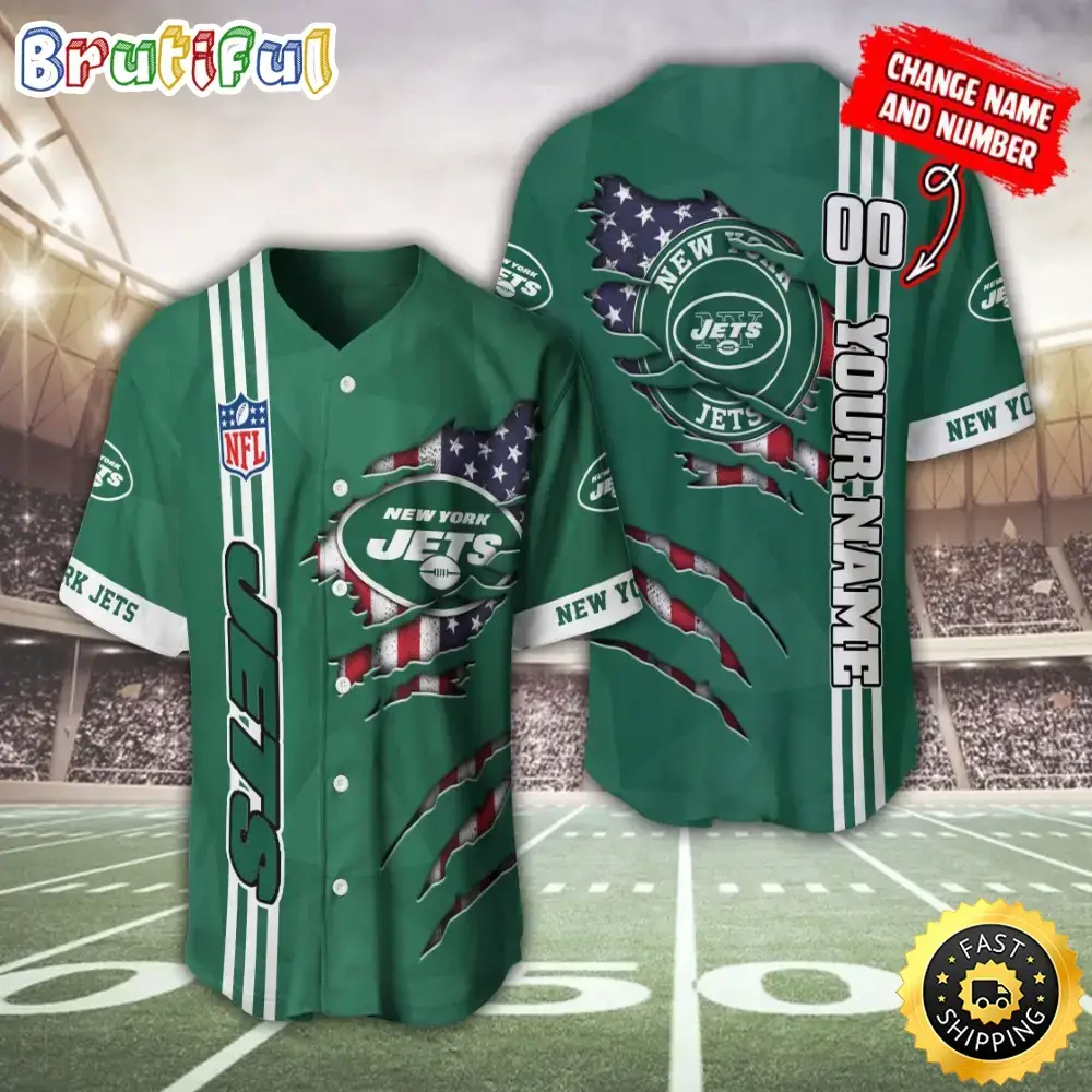 Personalized NFL New York Jets Baseball Jersey America Flagy America Flag Athletic Style Jerseys Image
