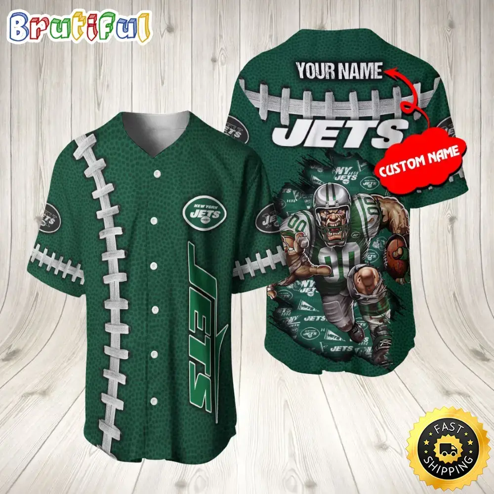 Personalized NFL New York Jets Baseball Jersey Athletic Team Shirts Image