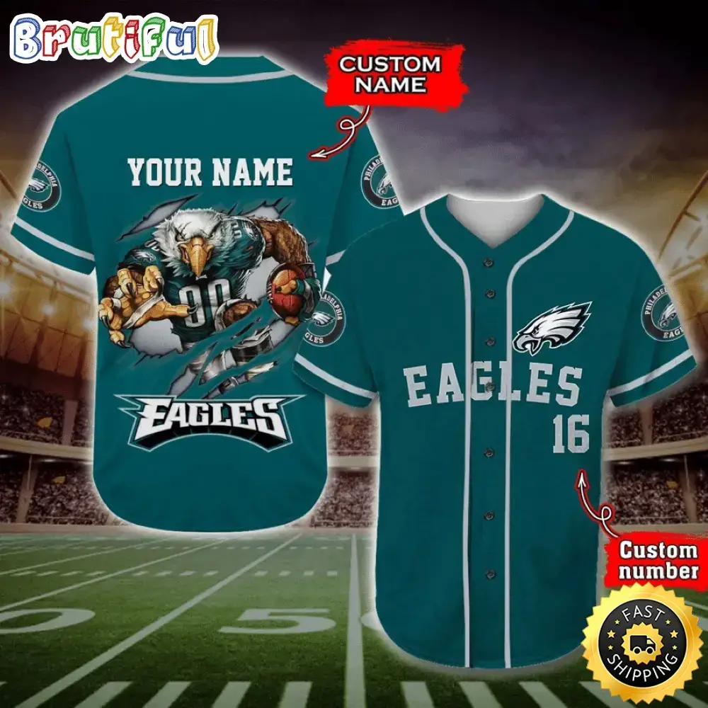 Personalized NFL Philadelphia Eagles Baseball Jersey Casual Baseball Gear Image