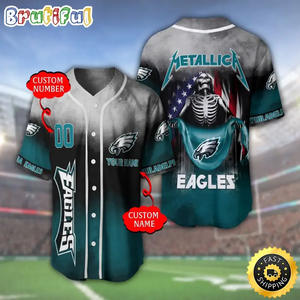 Personalized NFL Philadelphia Eagles Baseball Jersey Team Spirit Tops Image