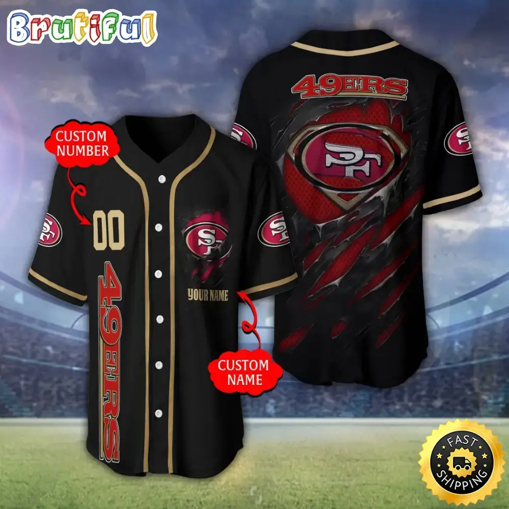 Personalized NFL San Francisco 49ers Baseball Jersey Athletic Team Shirts Image