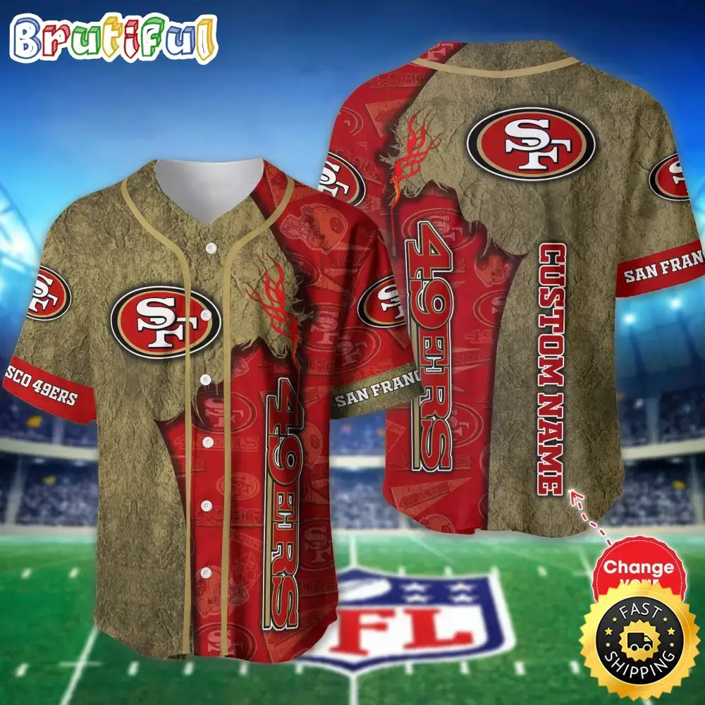 Personalized NFL San Francisco 49ers Baseball Jersey Authentic Baseball Attire Image