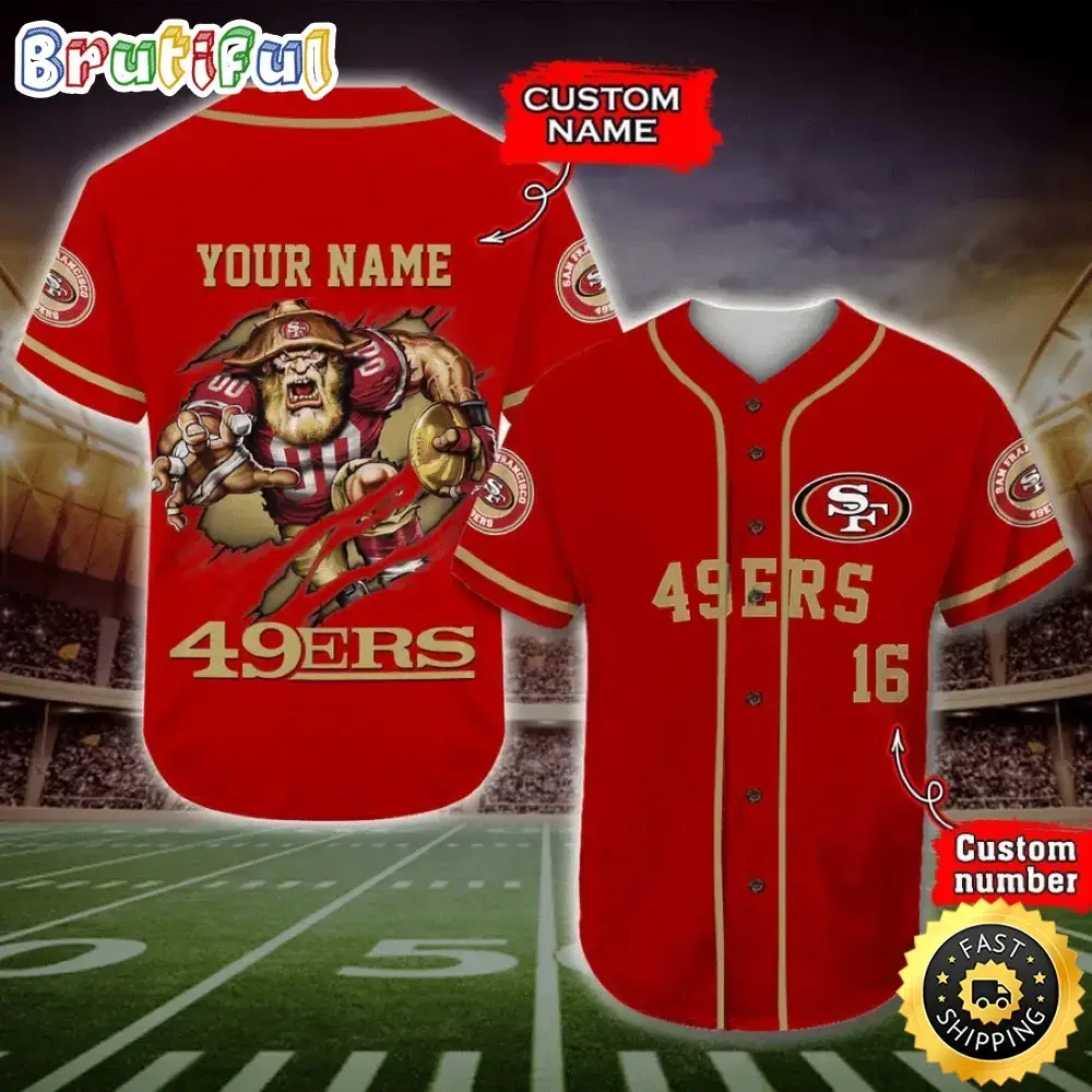 Personalized NFL San Francisco 49ers Baseball Jersey Casual Baseball Gear Image