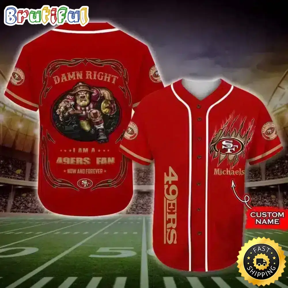 Personalized NFL San Francisco 49ers Baseball Jersey Fan Name Image