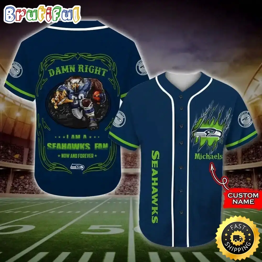 Personalized NFL Seattle Seahawks Baseball Jersey Fan Name Image