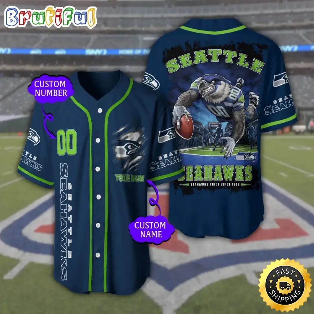 Personalized NFL Seattle Seahawks Baseball Jersey Stylish Baseball Tops Image