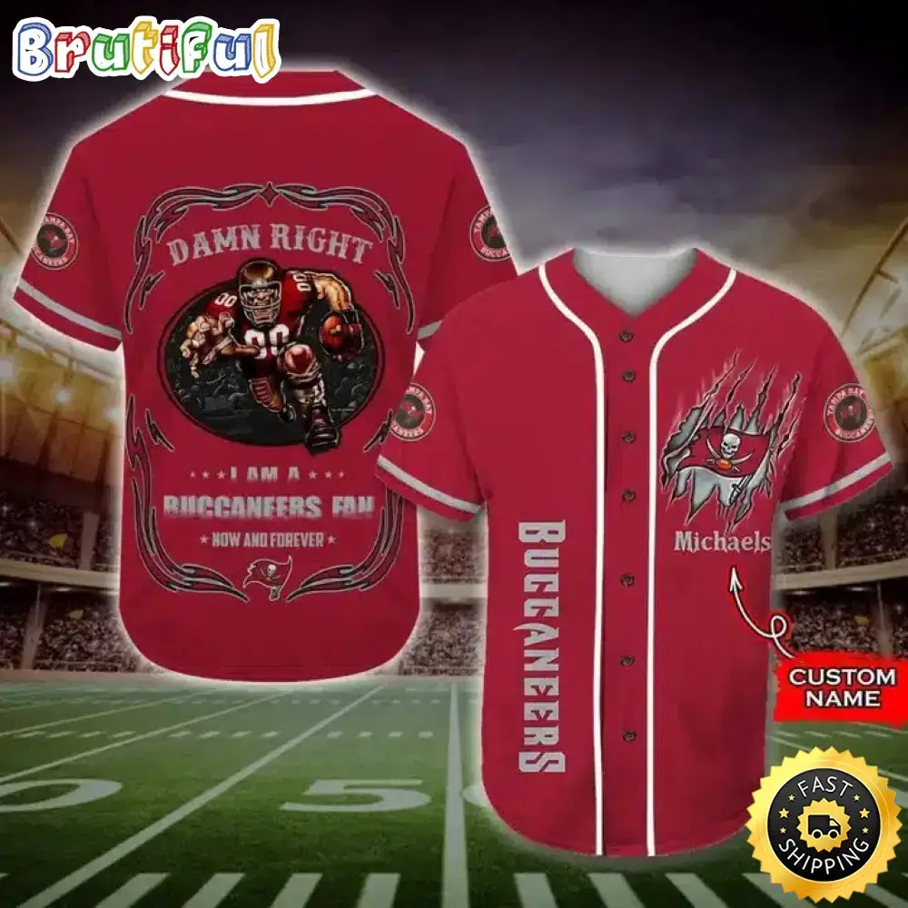 Personalized NFL Tampa Bay Buccaneers Baseball Jersey Fan Name Image