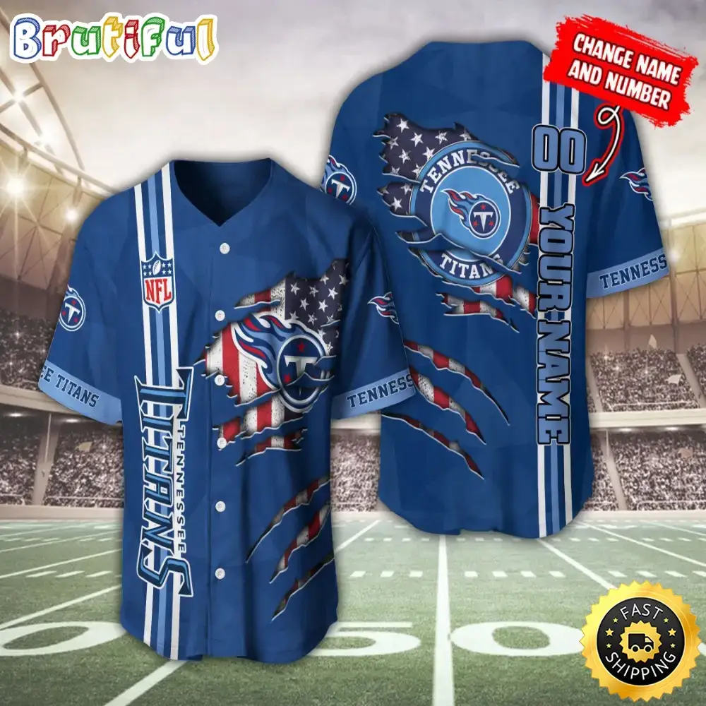 Personalized NFL Tennessee Titans Baseball Jersey America Flagy America Flag Athletic Style Jerseys Image