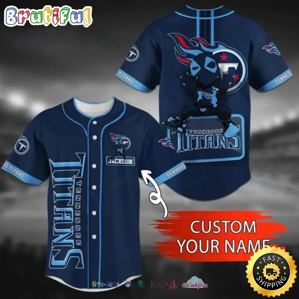 Personalized NFL Tennessee Titans Baseball Jersey Shirt Deadpool Image