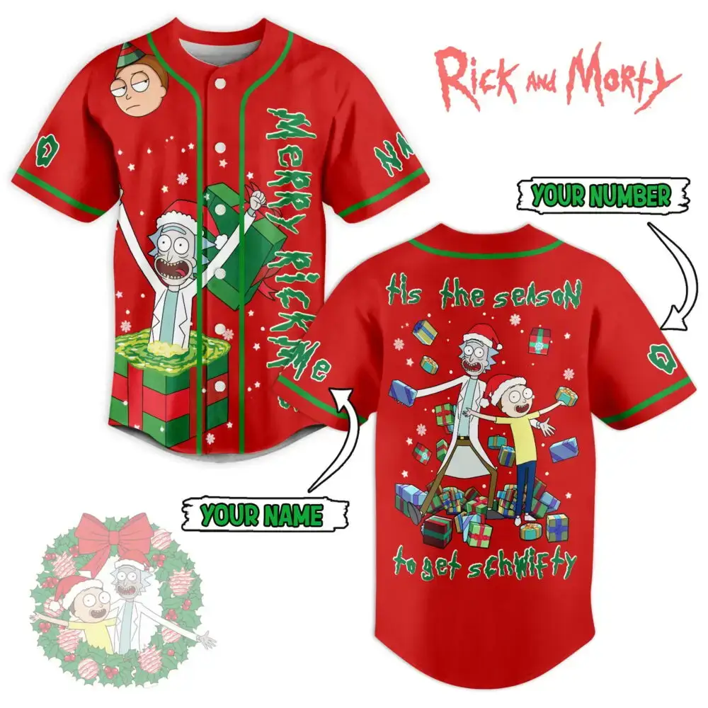 Personalized Rick And Morty Christmas Baseball Jersey – Custom Name & Number Image