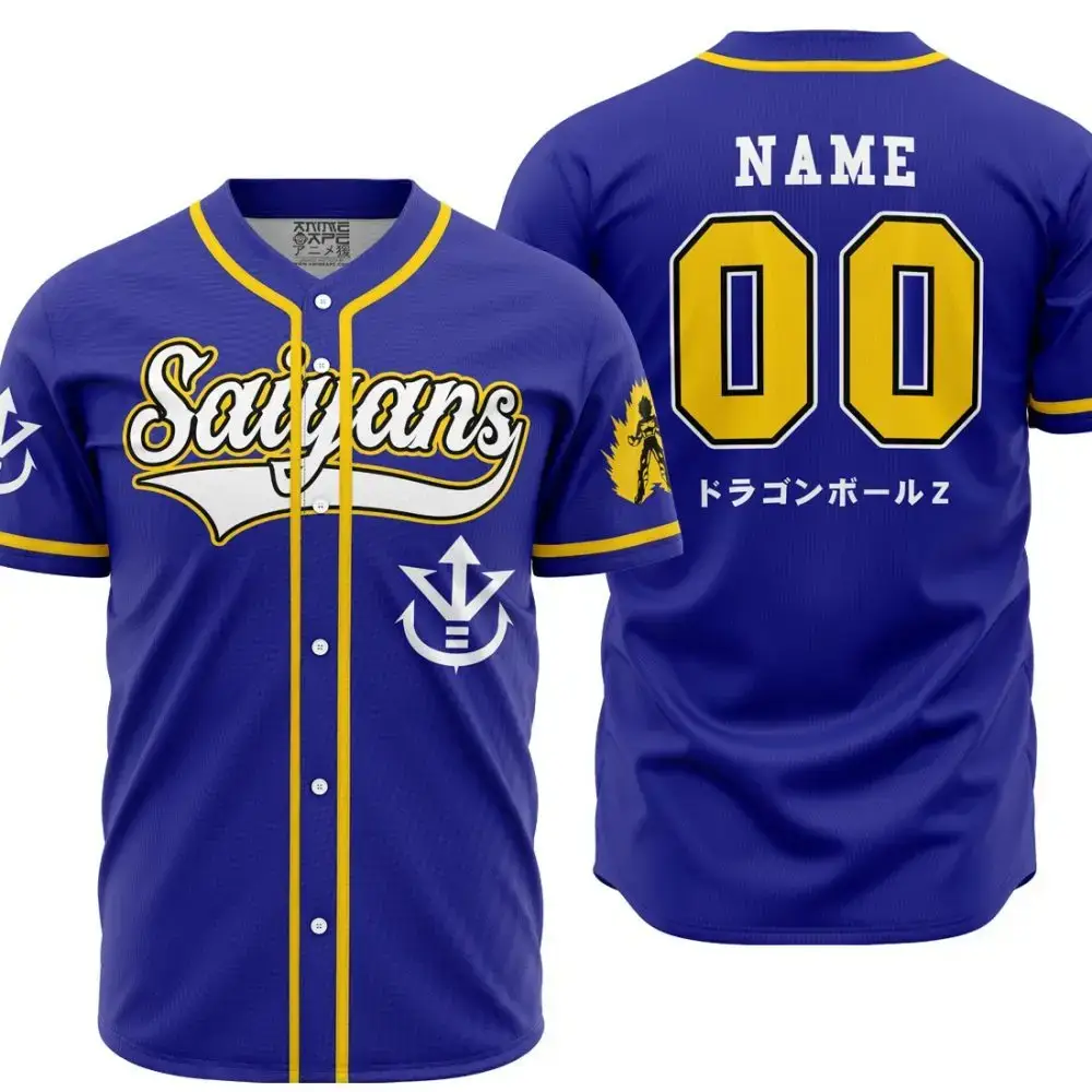 Personalized Saiyan Vegeta Dragon Ball Z Baseball Jersey Image