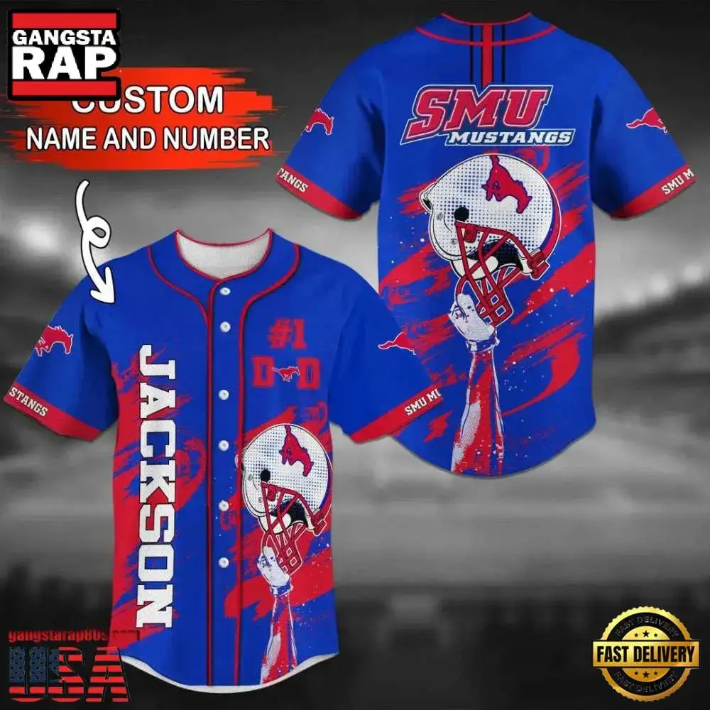 Personalized SMU Mustangs Summer Baseball Jersey Shirt Image