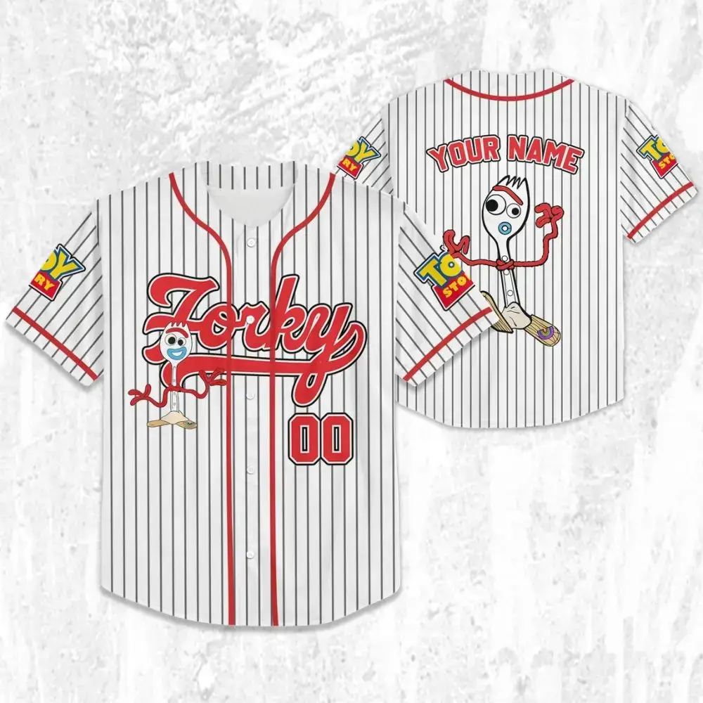 Personalized Toy Story Forky Baseball Jersey - Customizable Name & Number Image