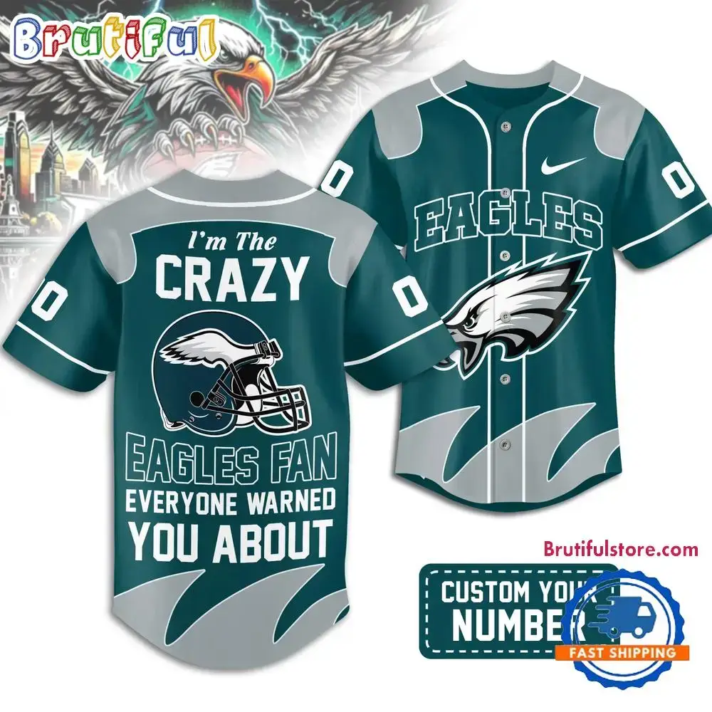Philadelphia Eagles 2026 NFL Crazy Football Fan Personalized Jersey Shirt Image