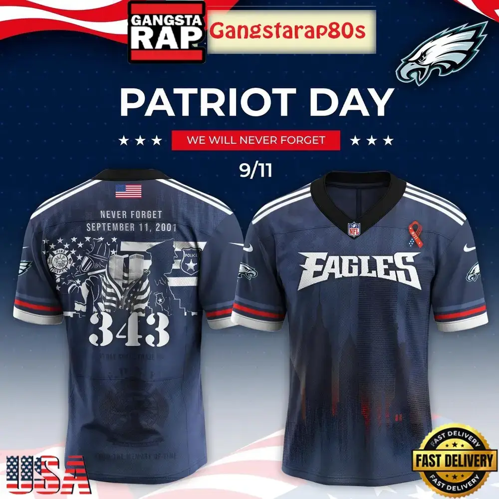 Philadelphia Eagles x Never Forget 9_11 Tribute Football Special Baseball Jersey Image