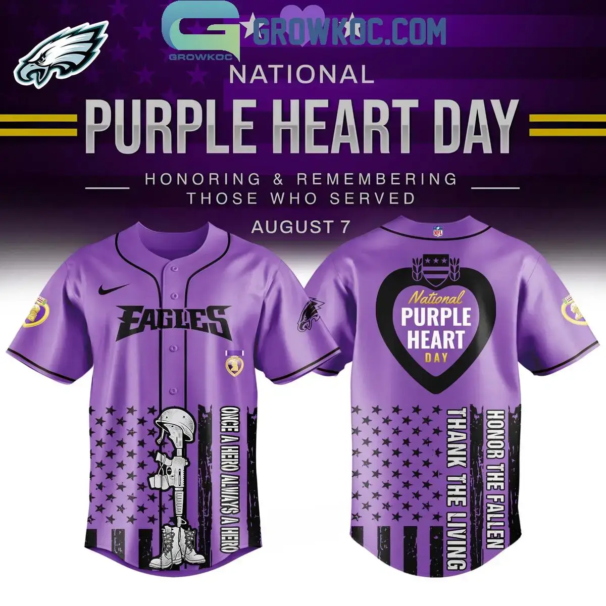 Philadelphia Ealges Purple Heart Day 2025 Baseball Jersey Image