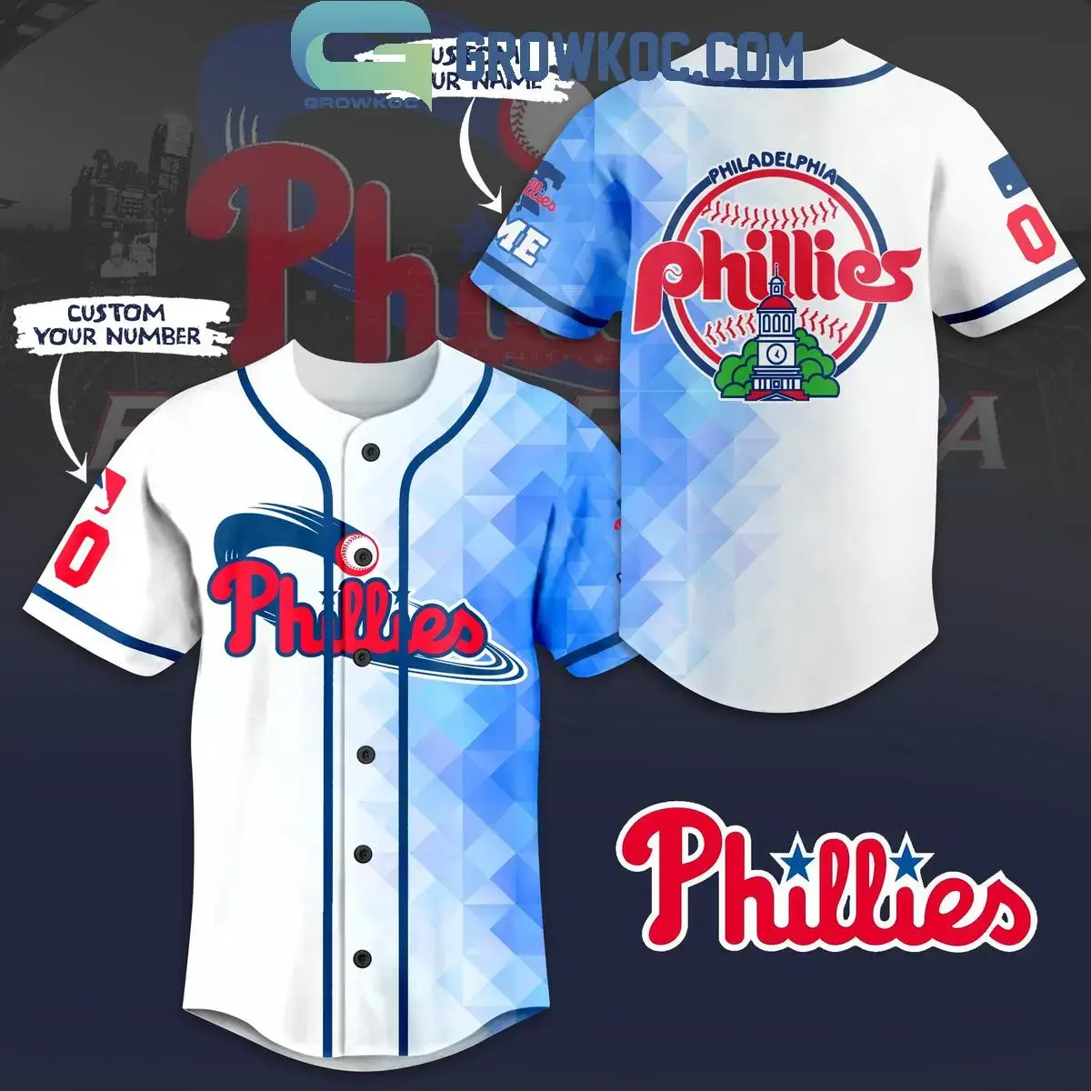 Philadelphia Philles Baseball Team Geometric Personalized Baseball Jersey Image