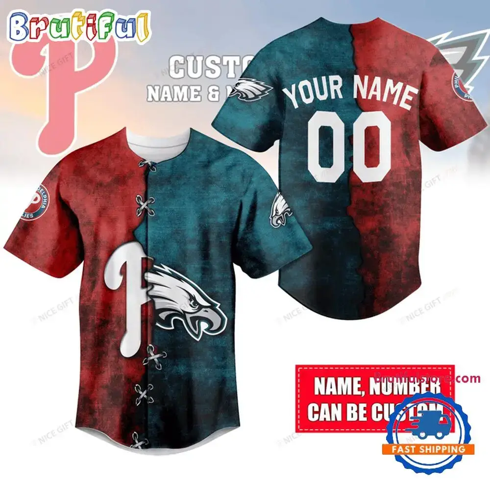 Philadelphia Phillies & Philadelphia Eagles Sport Team Custom Baseball Jersey Image