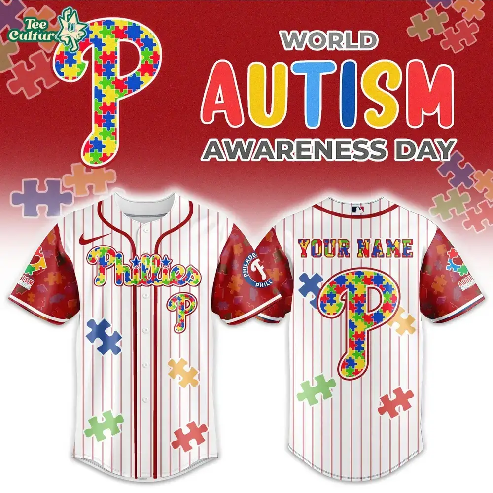 Philadelphia Phillies Autism Awareness 2026 Limited Edition Baseball Jersey Jogger Cap Set Image