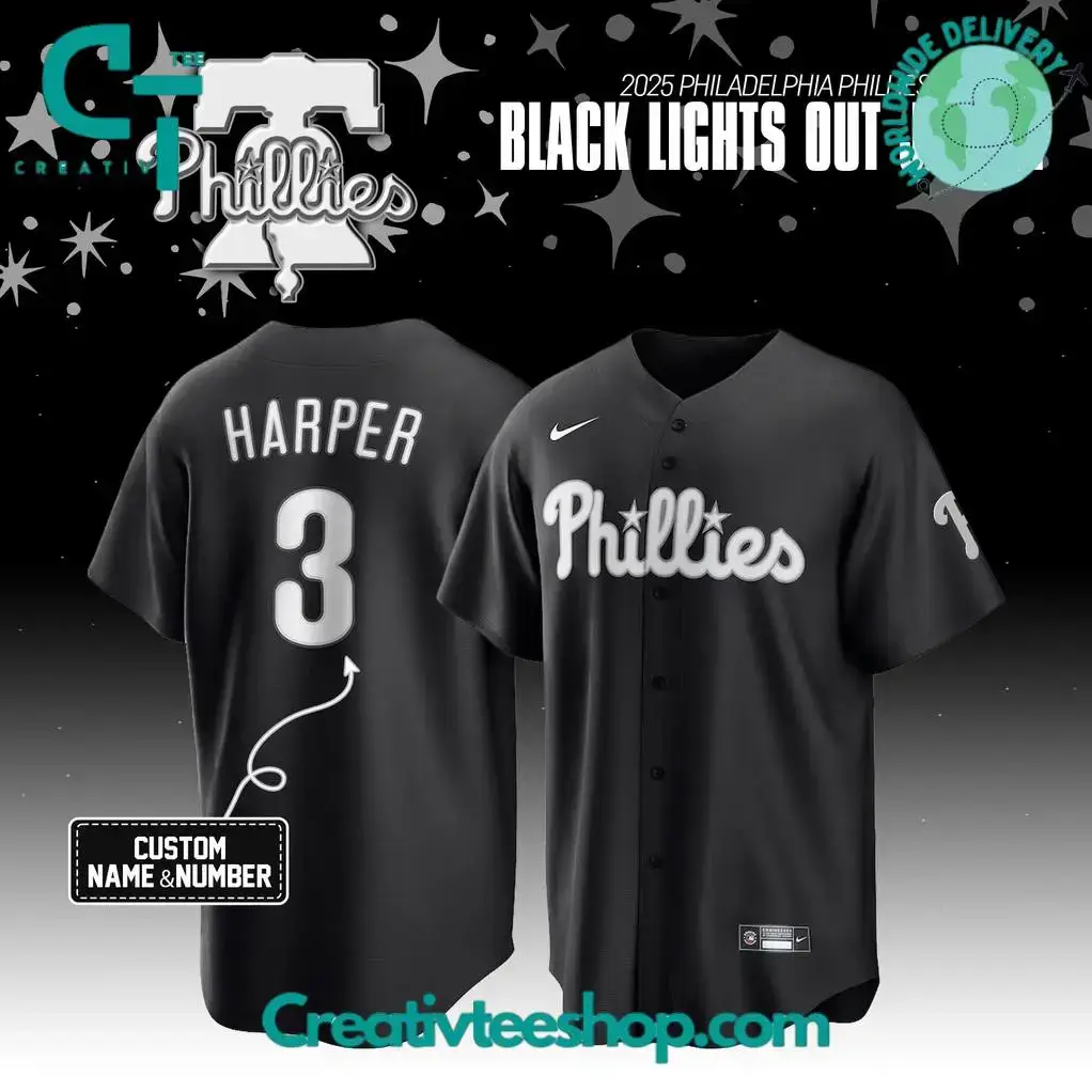 Philadelphia Phillies Black Lights Out 2025 Special Baseball Jersey Image