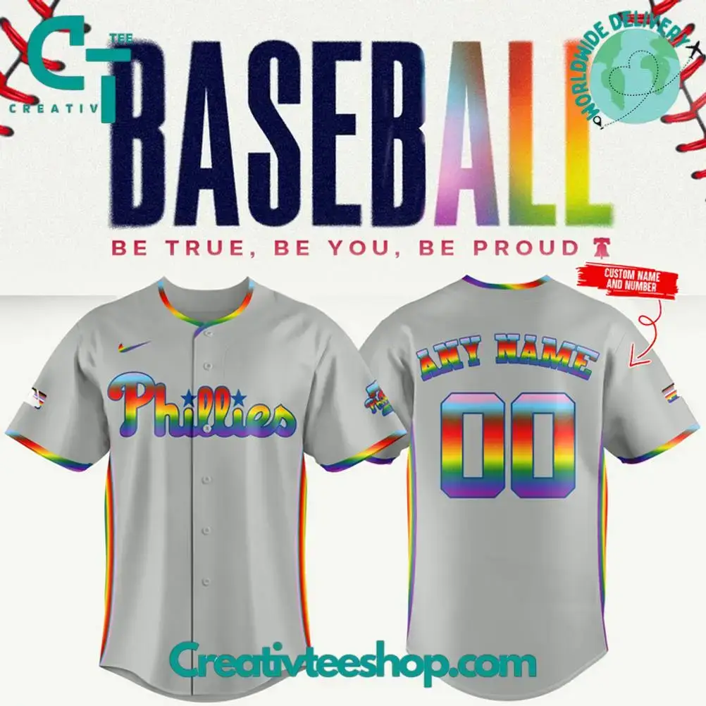 Philadelphia Phillies Happy Pride Month 2025 Personalized Baseball Jersey Image