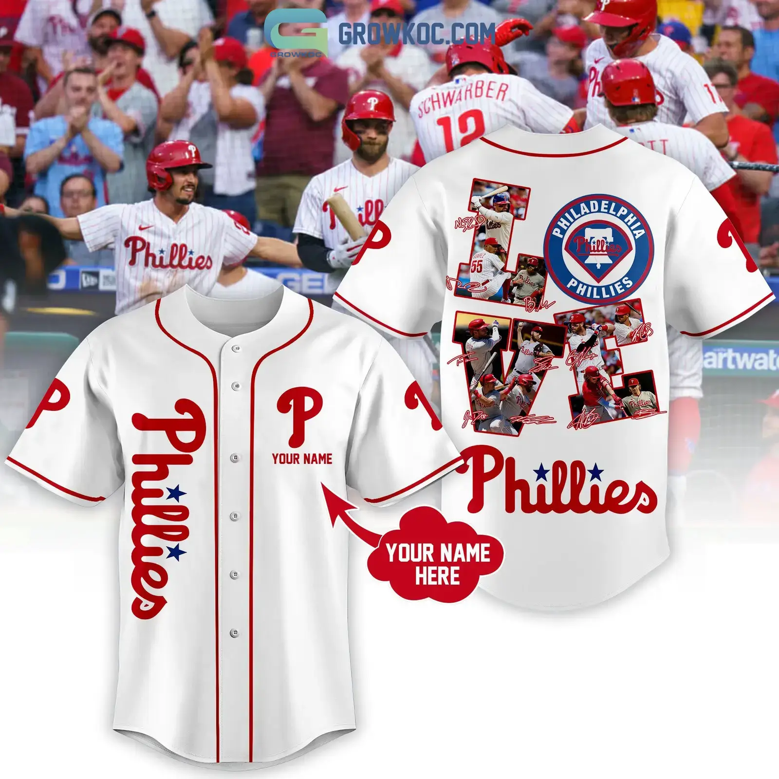 Philadelphia Phillies Love Team Personalized Baseball Jersey Image