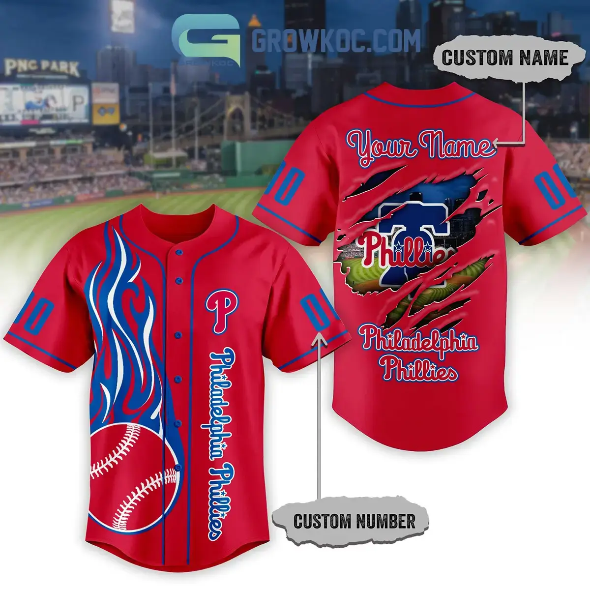 Philadelphia Phillies MLB Personalized Baseball Jersey Image
