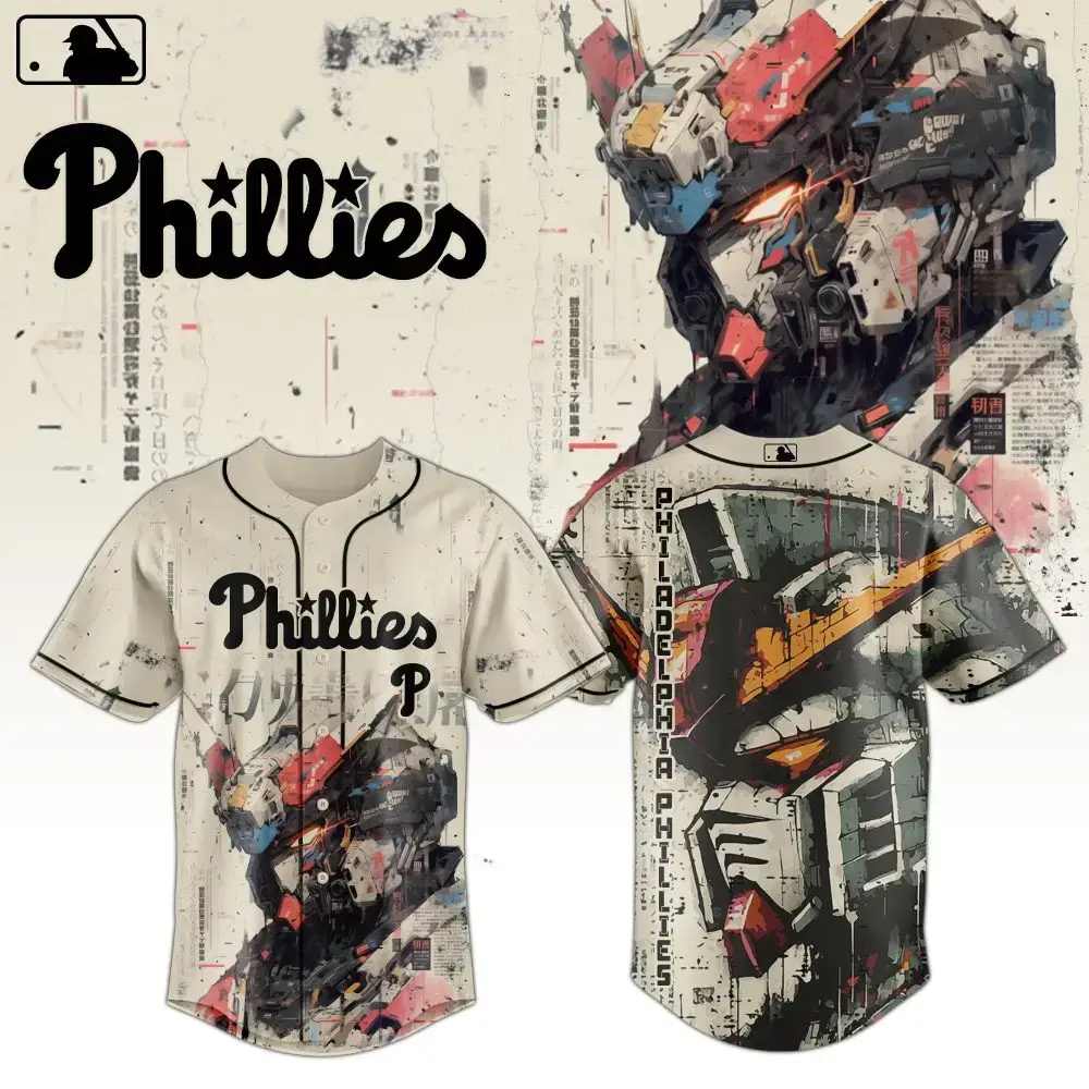 Philadelphia Phillies Mlb X Gundam Robot Japan Custom Baseball Jersey Image