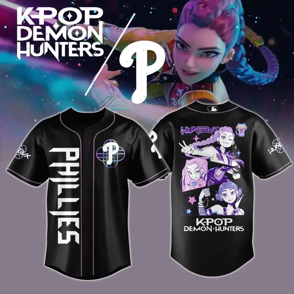 Philadelphia Phillies Mlb X Kpop Demon Hunters Custom Baseball Jersey Image
