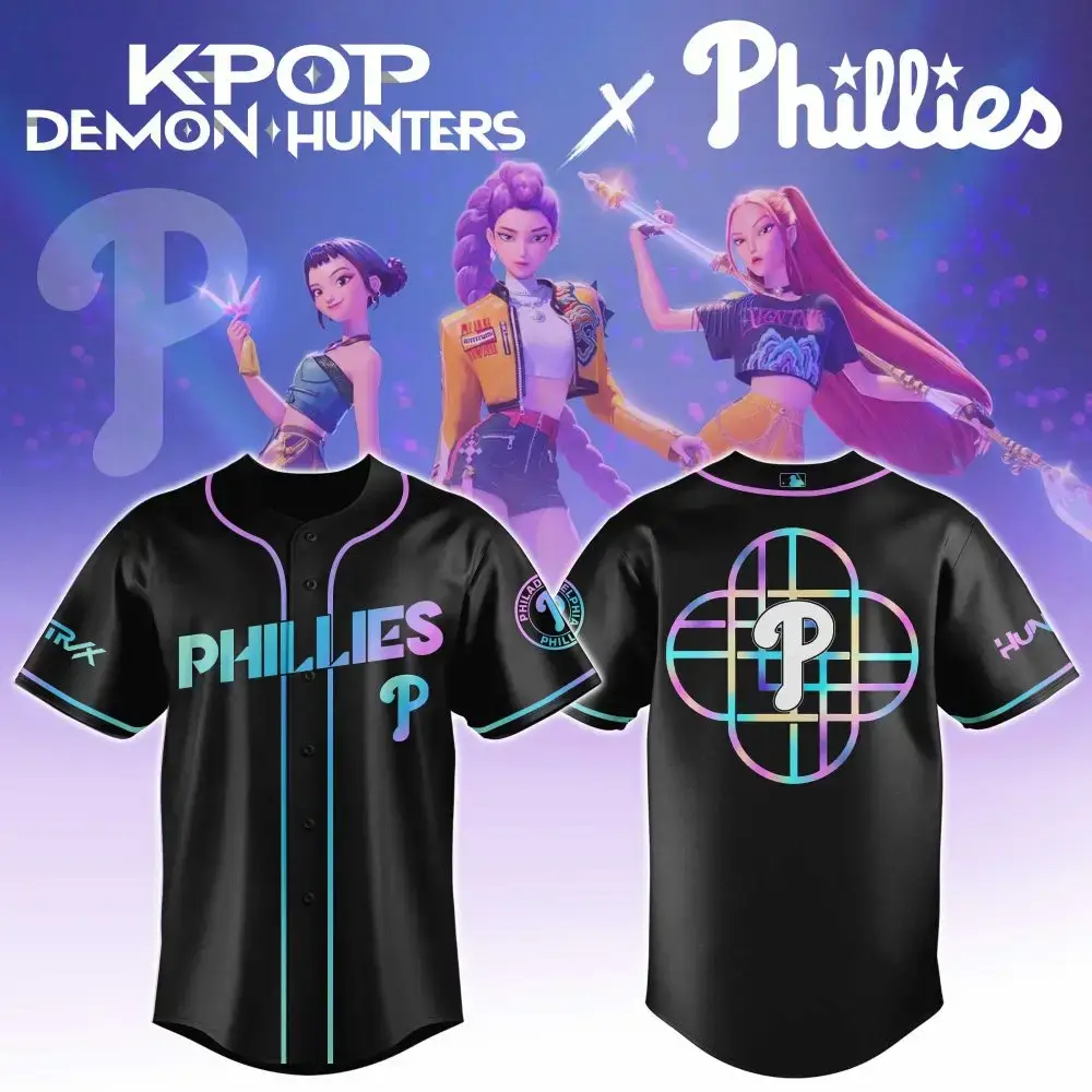 Philadelphia Phillies Mlb X Kpop Demon Hunters Huntrx Custom Baseball Jersey Image