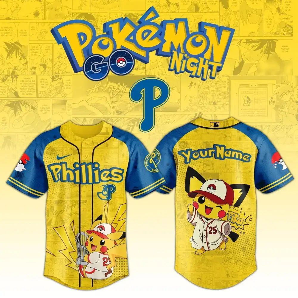 Philadelphia Phillies Mlb X Pokemon Pichu Pikachu Custom Baseball Jersey Custom Name Image