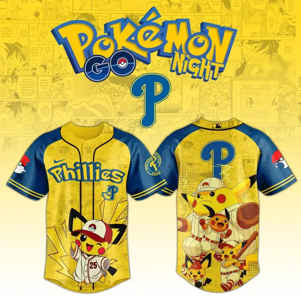 Philadelphia Phillies Mlb X Pokemon Pikachu Family Custom Baseball Jersey Image