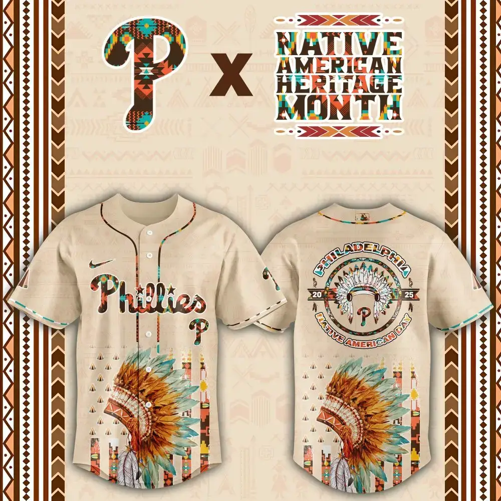 Philadelphia Phillies Native American Heritage Month Custom Baseball Jersey Image