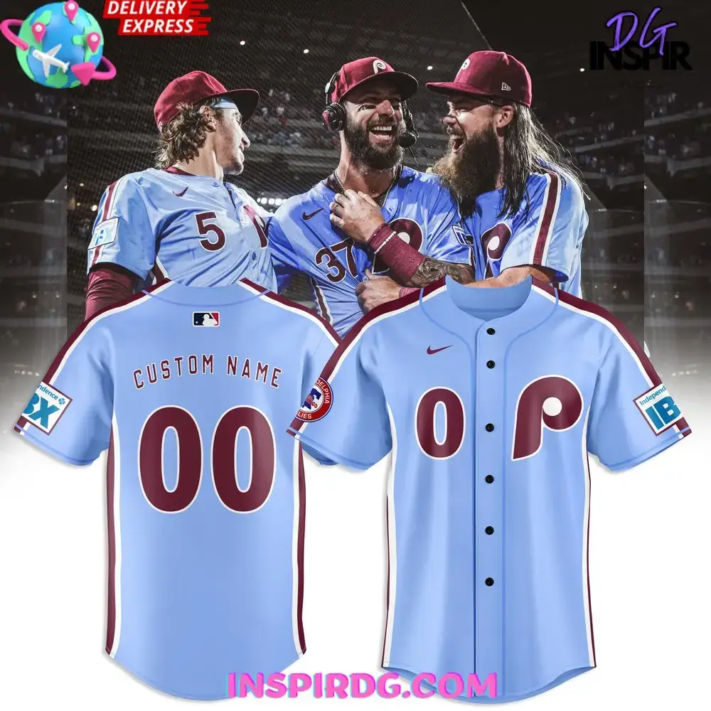 Philadelphia Phillies Nike Light Blue Custom Baseball Jersey Image