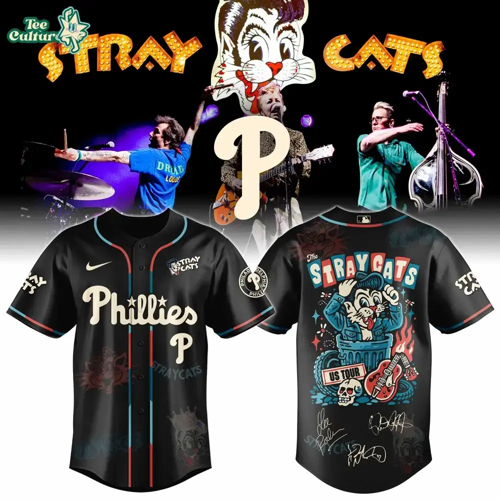 Philadelphia Phillies Stray Cats 2026 US Tour Inspired Baseball Jersey Image
