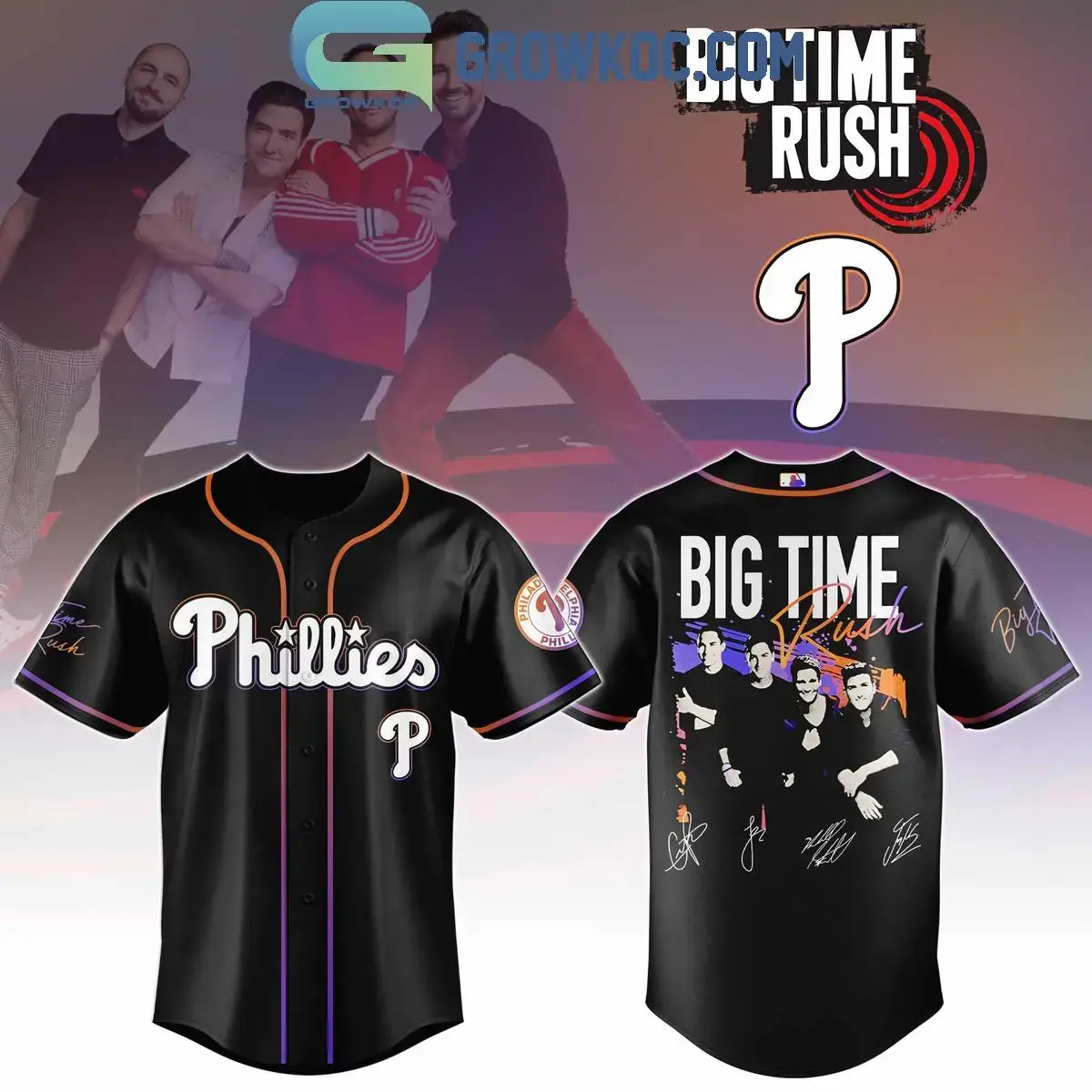 Philadelphia Phillies x Big Time Rush Tour 2025 Baseball Jersey Image