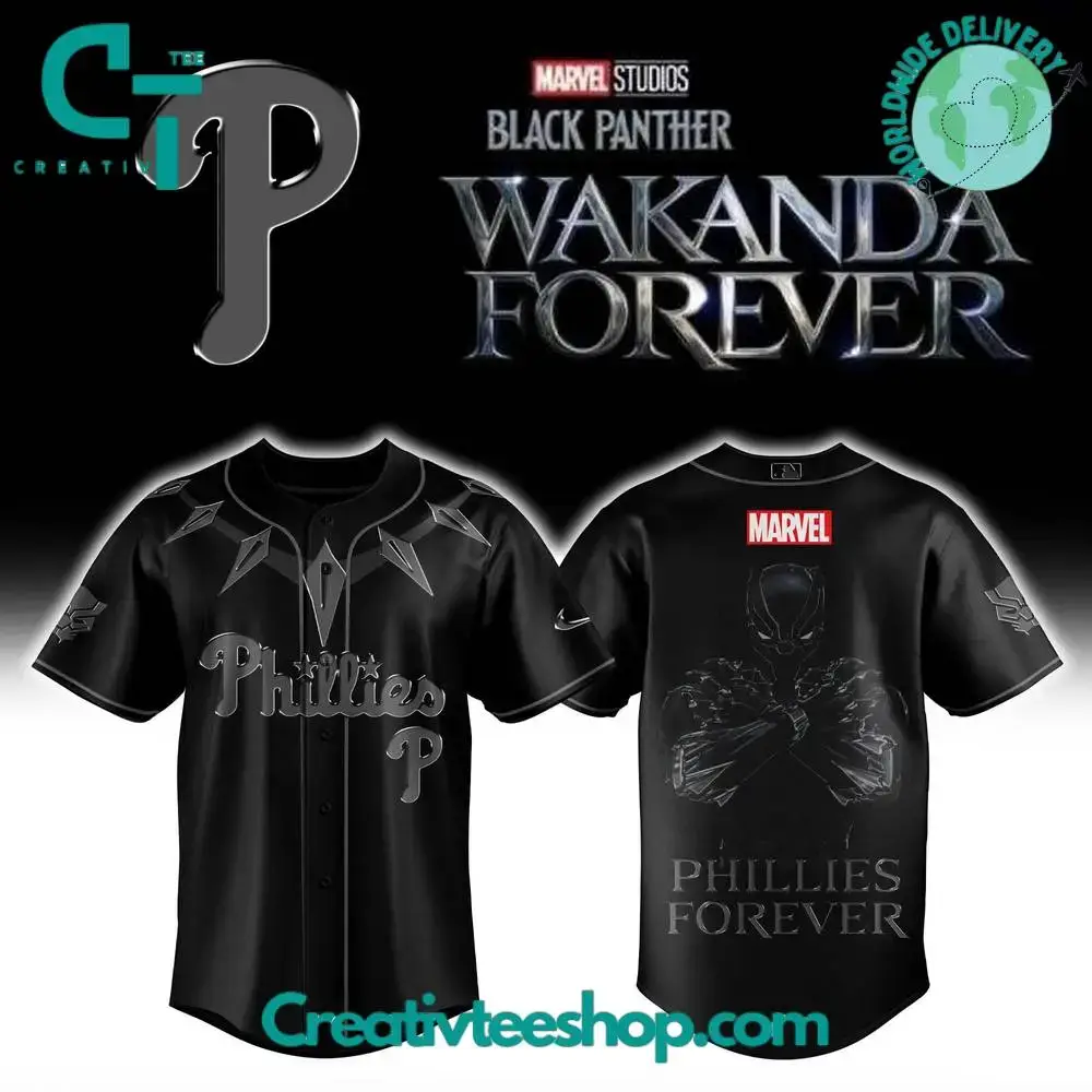 Philadelphia Phillies X Black Panther "Wakanda Forever" Special Baseball Jersey Image