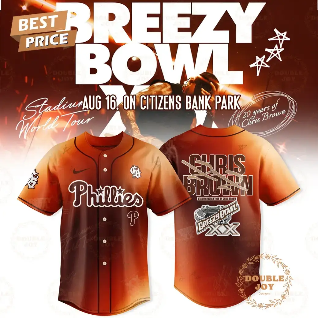 Philadelphia Phillies x Chris Brown Breezy Bowl XX Tour 2025 Special Edition Baseball Jersey Image