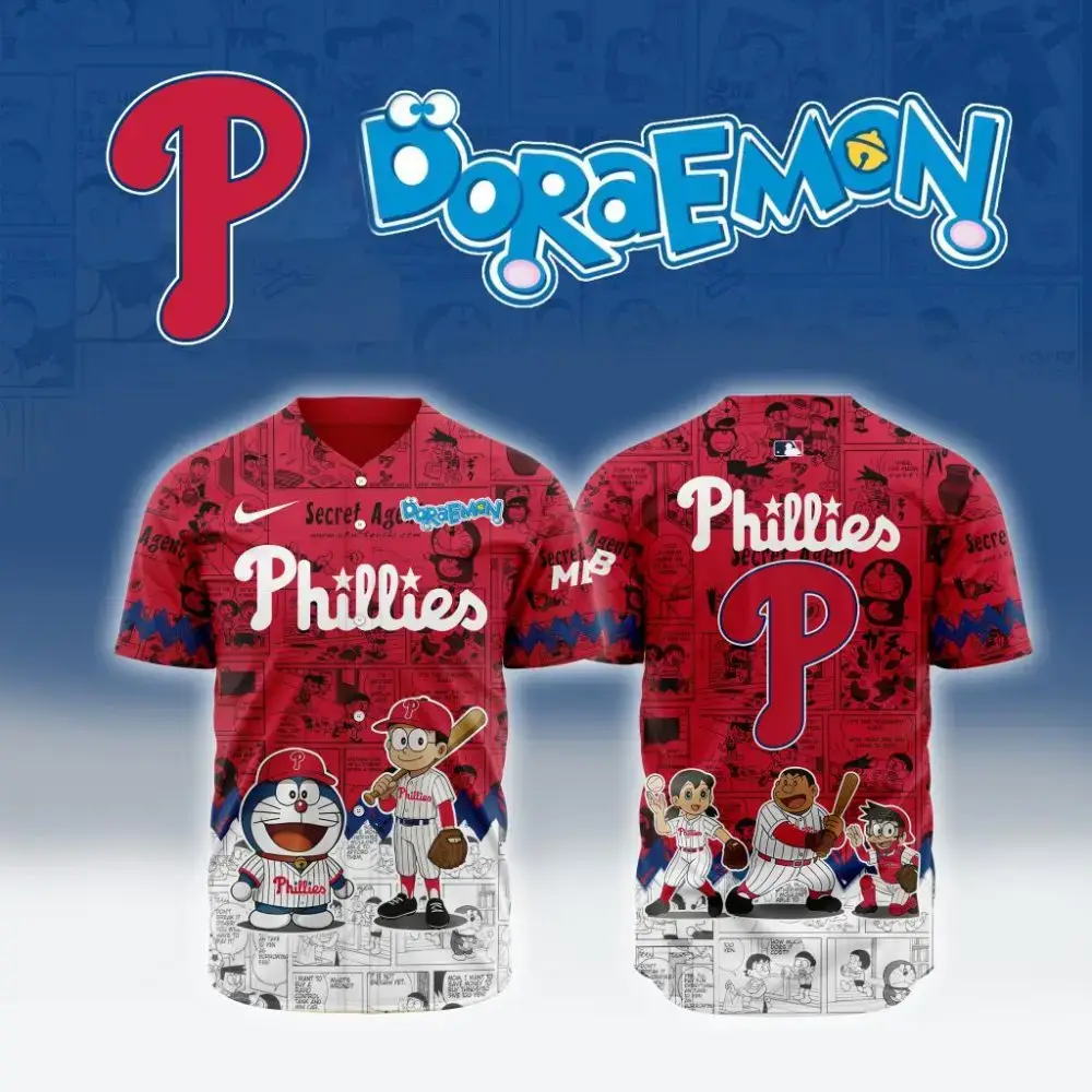 Philadelphia Phillies X Doraemon Custom Baseball Jersey Image