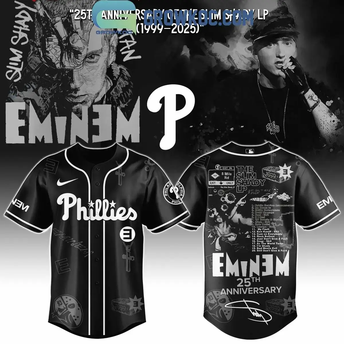 Philadelphia Phillies x Eminem 25th Anniversary Of The Slim Shady LP 2025 Jersey Image