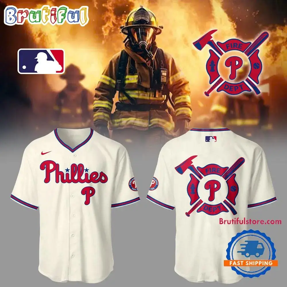 Philadelphia Phillies X Firefighter Appreciation Night White Baseball Jersey Image