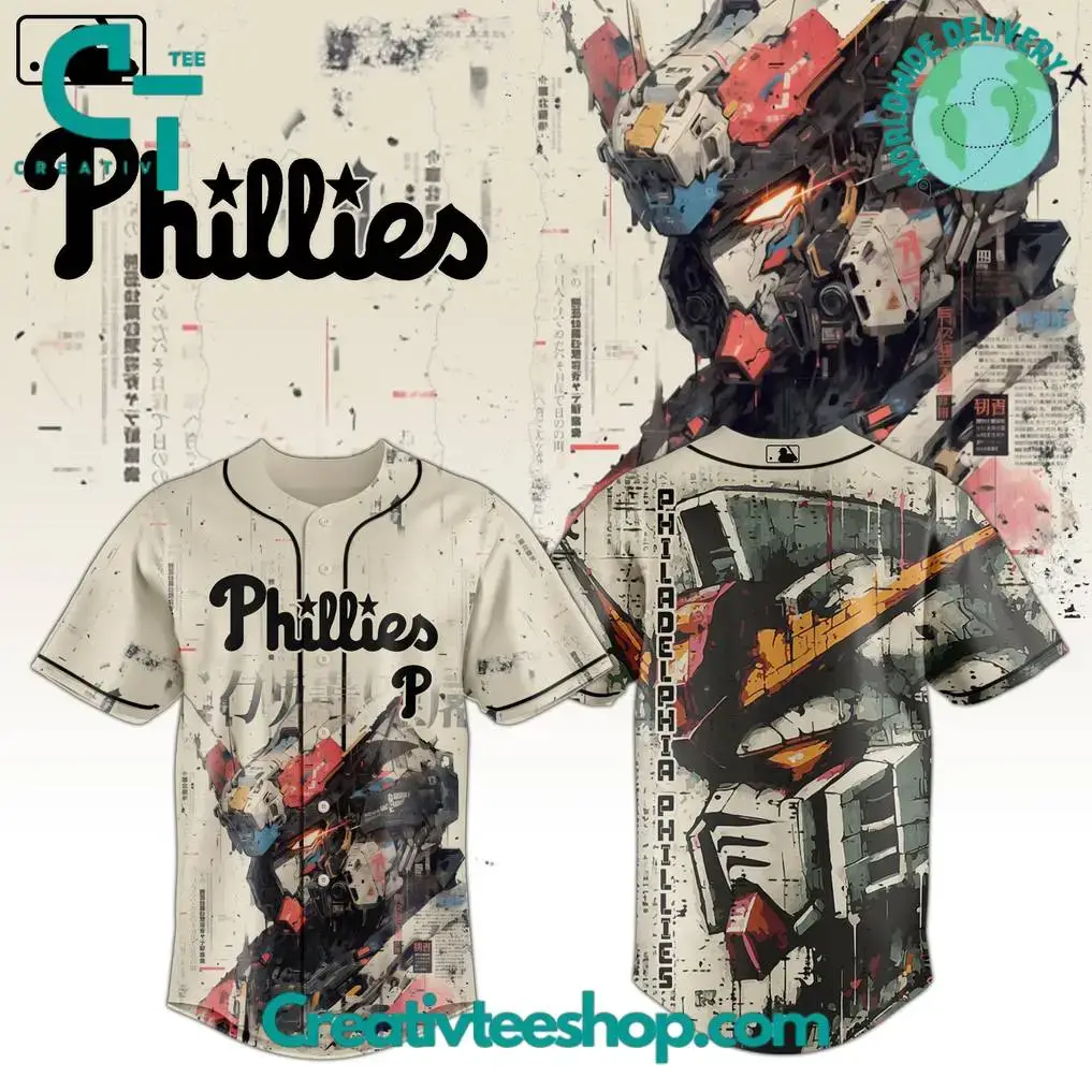 Philadelphia Phillies X Gundam Robot Japan Edition 2025 Special Baseball Jersey Image