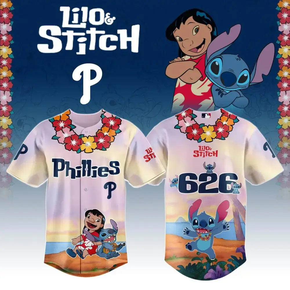 Philadelphia Phillies X Lilo & Stitch Special Edition Custom Baseball Jersey Image