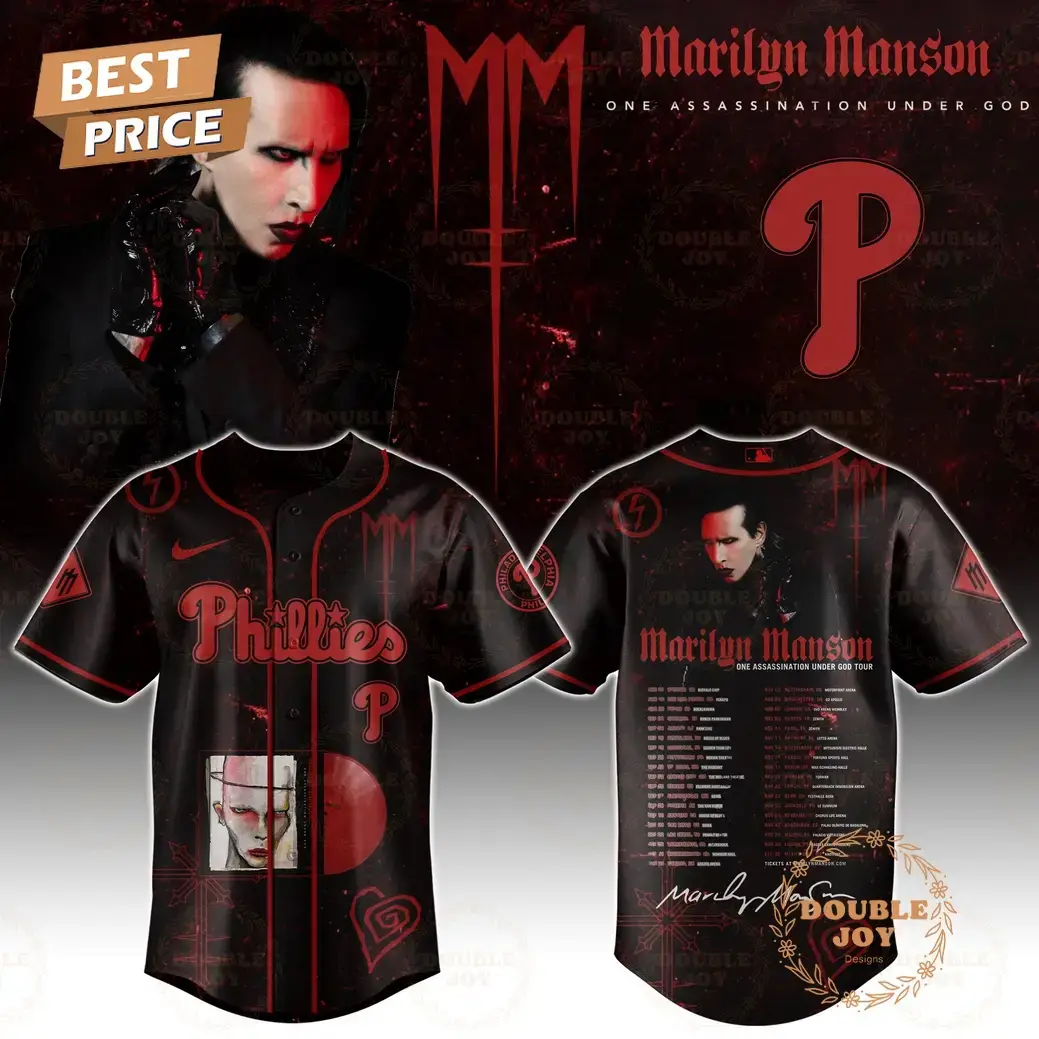 Philadelphia Phillies x Marilyn Manson Tour 2025 One Assassination Under God Baseball Jersey Image
