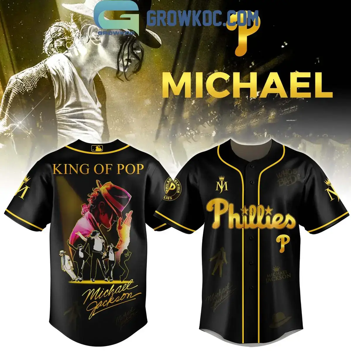 Philadelphia Phillies x Michael Jackson King Of Pop Jersey Image