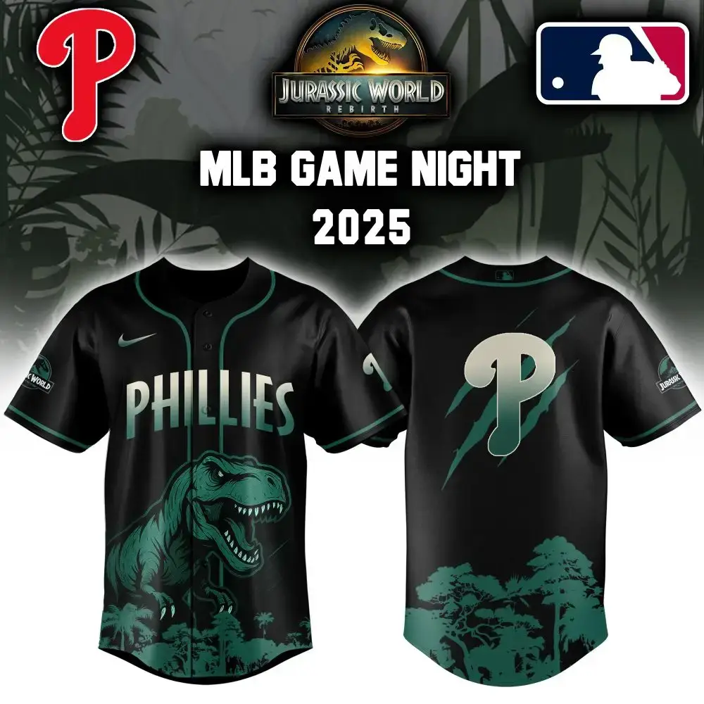Philadelphia Phillies X Mlb Jurassic World Custom Baseball Jersey Image